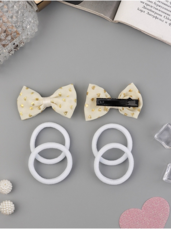 Набор для волос "Школьница галант" (4 резинки 3,5 см, 2 зажима 5,5 см) блестючки