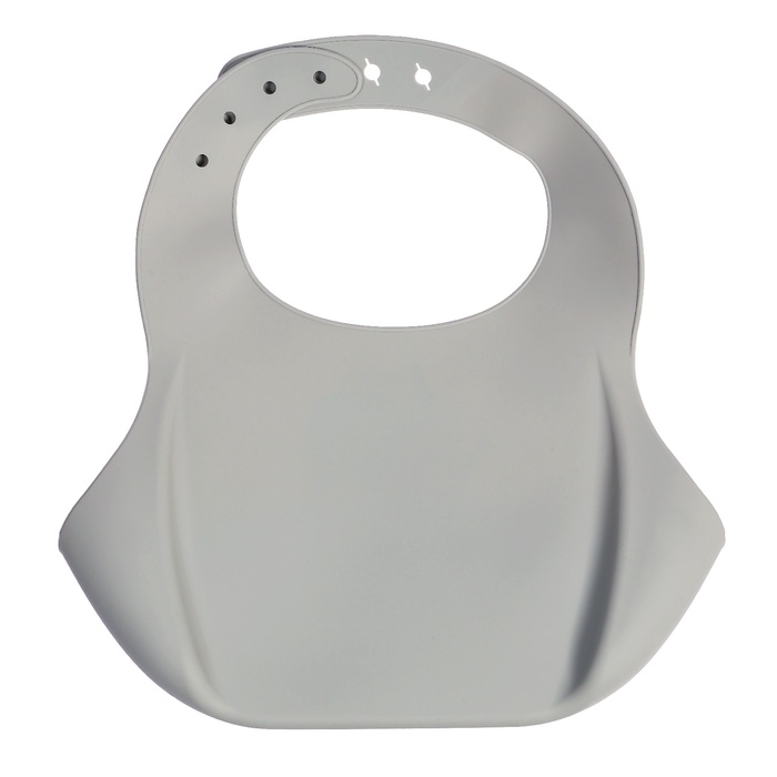 Нагрудник для кормления &laquo;Слонёнок&raquo;, силиконовый, с карманом, цвет серый