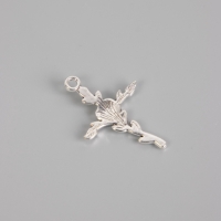 Декор для творчества металл "Роза и крест" серебро набор 10 шт 3,4х2,3х0,2 см