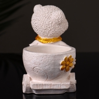 Кашпо "Медведица с тележкой" 10х10х6 см, слоновая кость