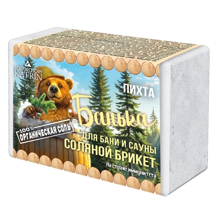 Соляной брикет для бани "Банька" пихта, 500 г