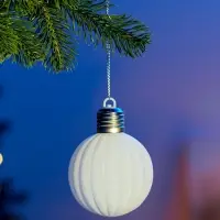 Елочный шар "Бархатный зефир" 8 см, 1 LED, LR44x3 (в компл.), Т/БЕЛЫЙ