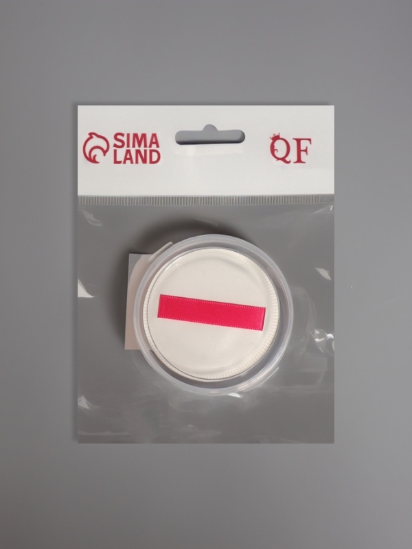 Спонж д/макияжа круг с держат d5см  в пласт футляре латекс белый пакет QF