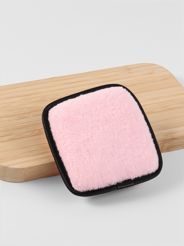 Спонж д/умывания полиэстер квадрат с подвесом 10,5*1,5см розовый пакет QF