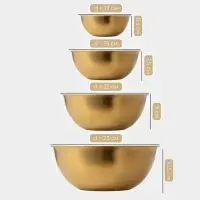Миски-салатники Sphere, 950 мл, 1,55 л, 2,4 л, 3,4, с мерной шкалой, нержавеющая сталь, набор 4 шт, золотые