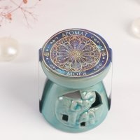 Набор: аромалампа для эфирных масел, мелтсы из воска ароматические &laquo;Слон со слонёнком&raquo;, бирюза, 10&times;10&times;9 см