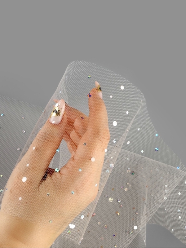 Фатин с блёстками, 15 см, 23 &plusmn; 1 м, 11 &plusmn; 1 г/кв.м, цвет бежевый №37