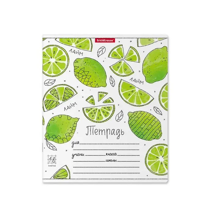 Тетрадь 18 листов в клетку ErichKrause &laquo;Яркие дольки&raquo;, обложка мелованный картон, МИКС