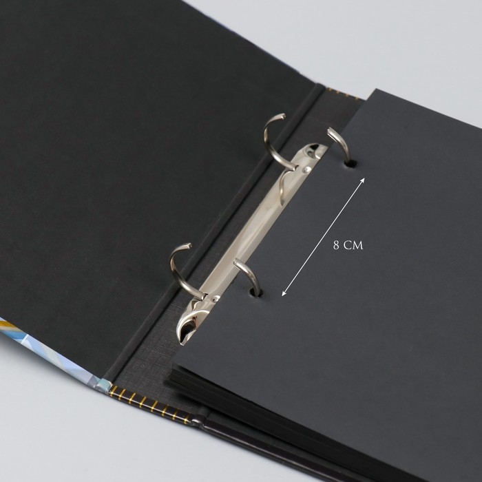 Фотоальбом 25 листов (наклейки+кольца) "Геометрия" тиснение золото 19х27х3 см