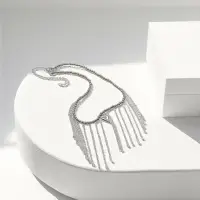 Колье "Сердце" водопад с бусинами, цвет серебро