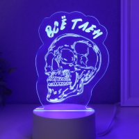 Светильник "Череп. Всё тлен" LED RGB от сети RISALUX 9,5х10,2х14,9 см