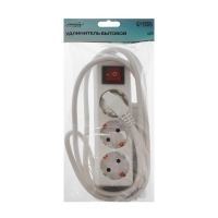 Удлинитель Luazon Lighting, 3 розетки, 1,8 м, 10 А, 2200 Вт, 3х1.5 мм2, с з/к, с выкл.