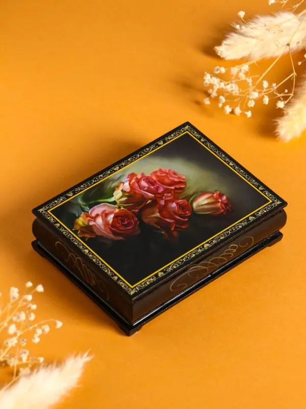 Шкатулка &laquo;Розы&raquo;, 10&times;14 см, лаковая миниатюра