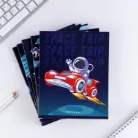 Тетрадь в клетку, 48 л., А5, на скрепке, блок №1 &laquo;Космос&raquo; МИКС