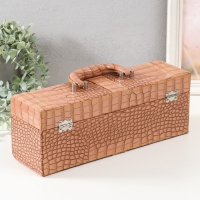 Шкатулка дерево, кожзам под бутылку "Розовая змея" 5 предметов 35,5х15х11,5 см