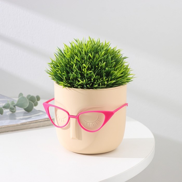 Кашпо для цветов со вставкой &laquo;Мари&raquo;, 650 мл, d=11,5 см, h=10,5 см, бежевое