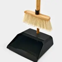 Щетка с совком "Meli Loft" бамбуковый держатель, цвет черный 26х24х96 см