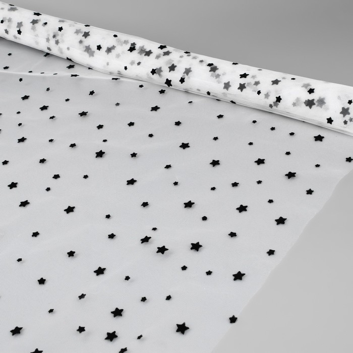 Сетка с флоком &laquo;Звёзды&raquo;, 150 см, 1 &plusmn; 0,2 м, цвет белый