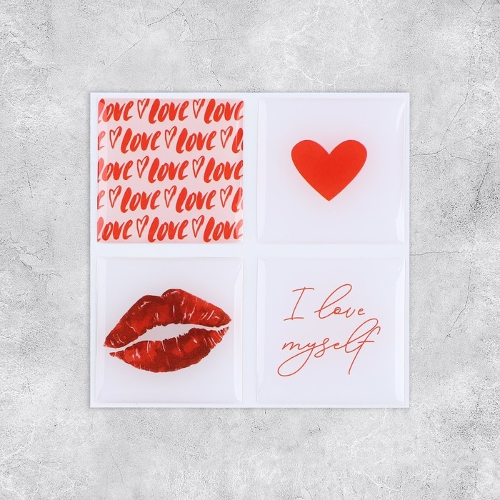 Объёмные 3D стикеры на телефон &laquo;Любовь&raquo;, 4 шт, 3 х 3 см