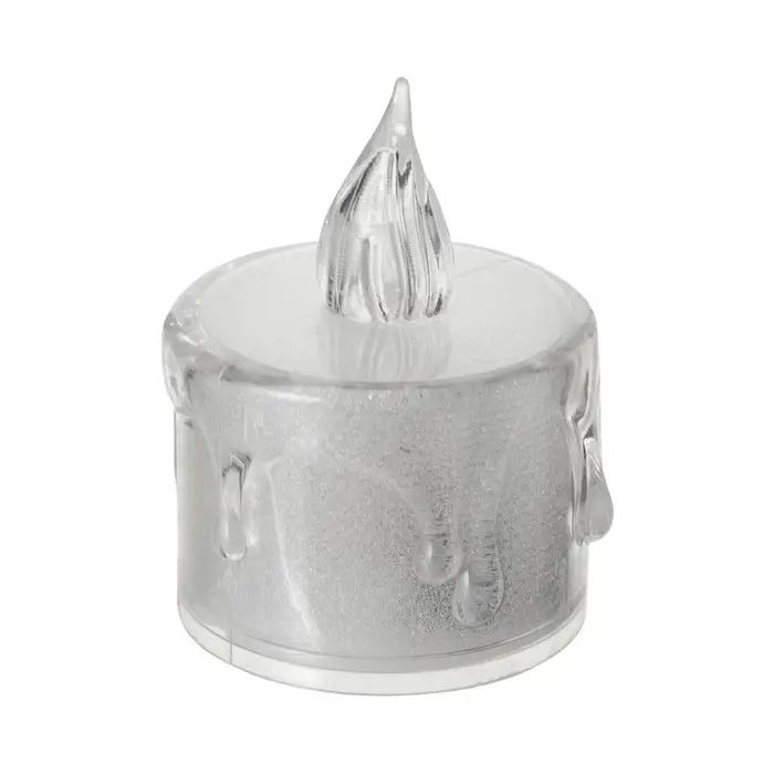 Светодиодная свеча, ночник LED RISALUX &laquo;Морозная&raquo;, 3000К, от батареек AG13, белый, 3.5&times;3.5&times;5 см