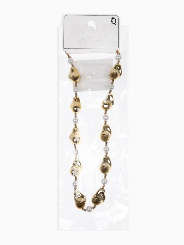 Бусы "Жемчуг Борокко", цвет белый в золоте 40+удл