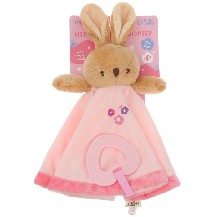 Комфортер - игрушка &laquo;Зайка&raquo;, погремушка, прорезыватель, цвет розовый, Mum&Baby