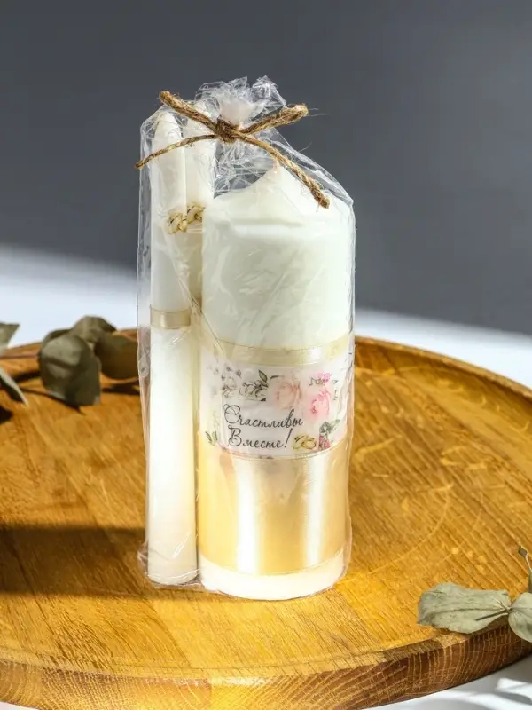 Свечи свадебные "Счастливы Вместе" набор 3 шт (17 см + 2 шт по 18 см)