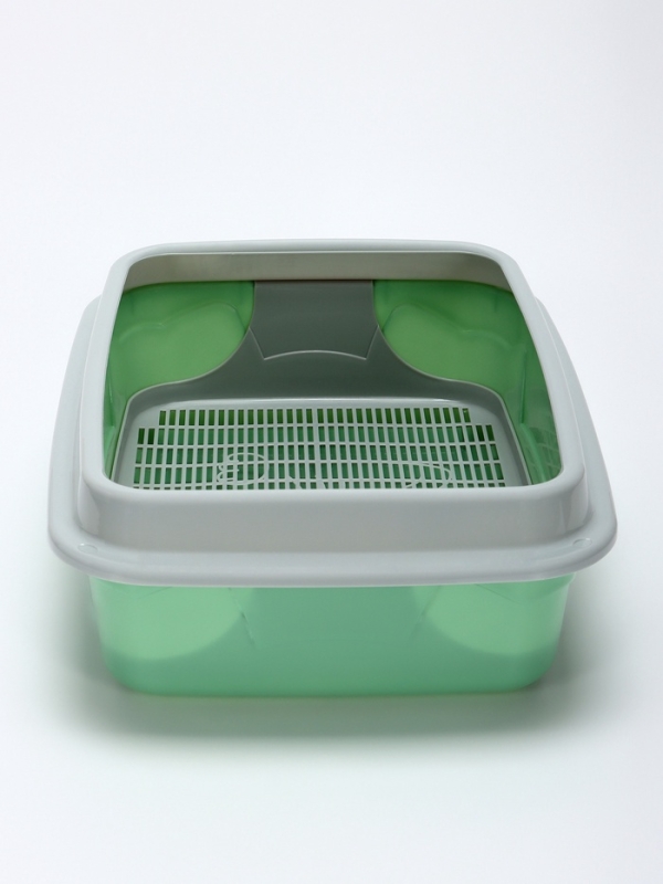 Туалет с бортом с сеткой,  45х34х15 см, серый/оливковый