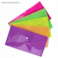 Папка-конверт на кнопке, travel, 180 мкм, рифлёная, МИКС
