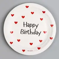 Тарелка одноразовая бумажная Happy Birthday, 18 см