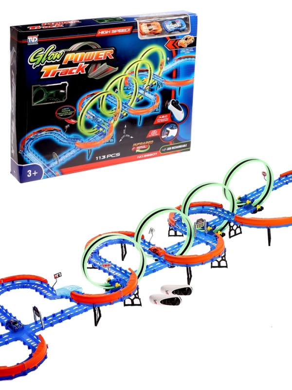 Автотрек &laquo;Стремительный мир&raquo;, радиоуправление, 2 машинки, мёртвая петля, свет