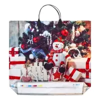 Пакет "Снежный гость", полиэтиленовый с пластиковой ручкой, 38х34 см.