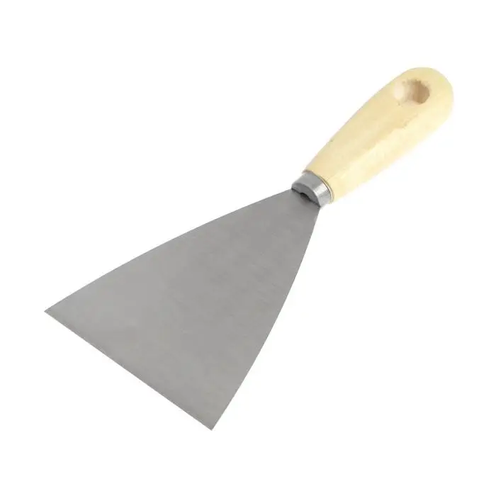 Шпатель малярный ТУНДРА, металлический, деревянная рукоятка, 100 мм