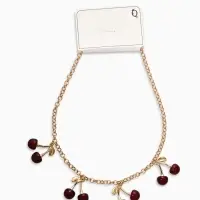 Цепь с подвесками "Вишня", 40+удл, цвет бордовый в золоте