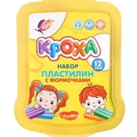 Пластилин мягкий (восковой) 12цв 180г "Кроха" в контейнере, формочки + стек