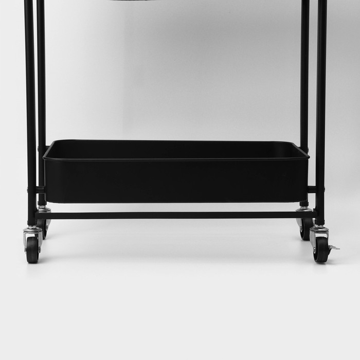 Этажерка напольная 3-х ярусная, 45,5&times;29,5&times;77,5 см, на колёсиках, цвет чёрный