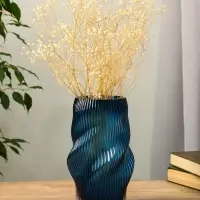 Ваза стекло настольная "Ванесса" волны, 24х12 см, синий