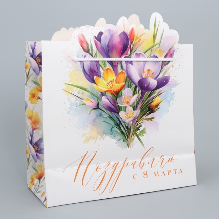 Пакет подарочный, упаковка, &laquo;От всего сердца&raquo;, цветы, 25 х 26 х 10 см