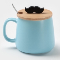 Кружка керамическая с ложкой &laquo;Мистер&raquo;, 380 мл, цвет голубой