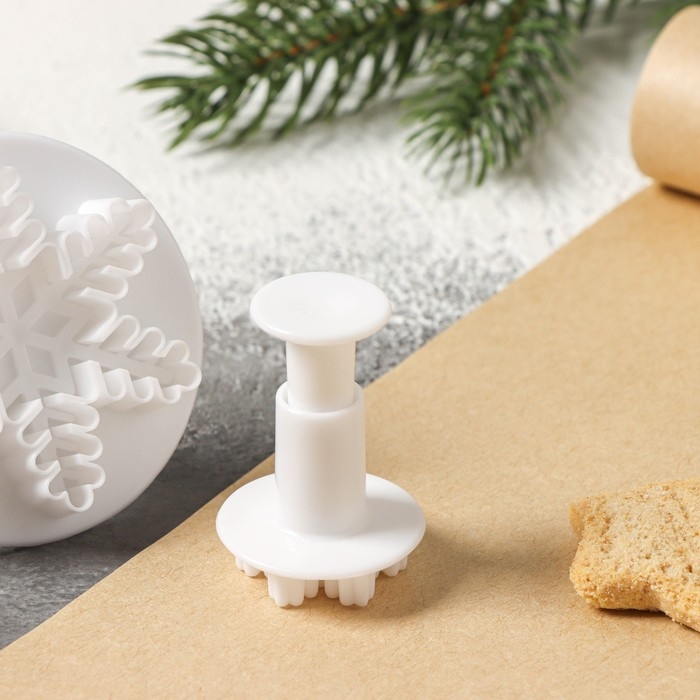 Набор плунжеров кондитерских новогодний Доляна &laquo;Снег&raquo;, 3 шт: d=6, d=5, d=4 см, цвет белый