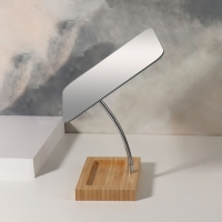 Зеркало с подставкой для хранения &laquo;BAMBOO&raquo;, на гибкой ножке, зеркальная поверхность 16,5 &times; 19,5 см, цвет коричневый/серебристый