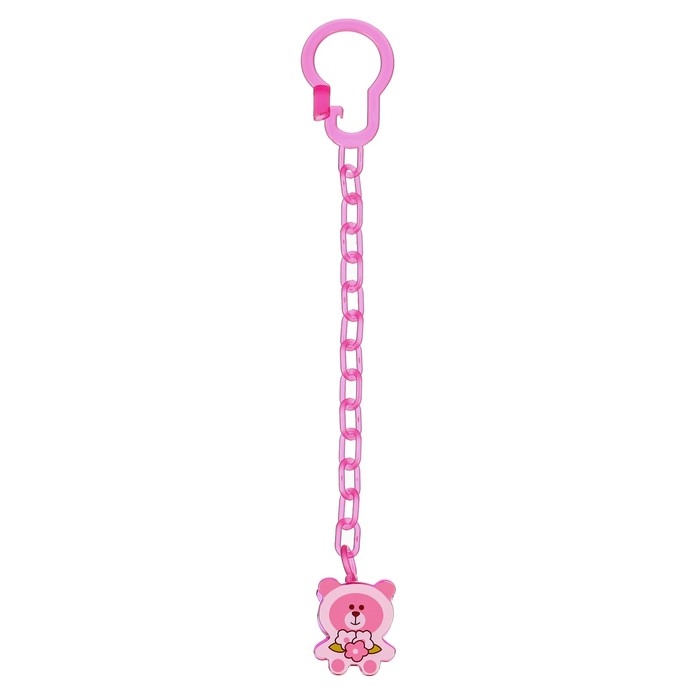 Соска - пустышка силиконовая классическая, от 6 мес., с колпачком + держатель &laquo;Мишка&raquo;, цвет розовый