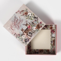 Коробка подарочная новогодняя складная &laquo;Новогодняя акварель&raquo;, 14 х 14 х 8 см, Новый год