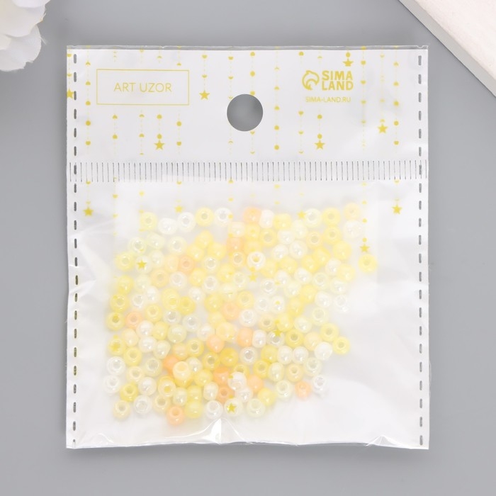 Бисер стекло 6/0 "Жёлтый меланж" 10 гр