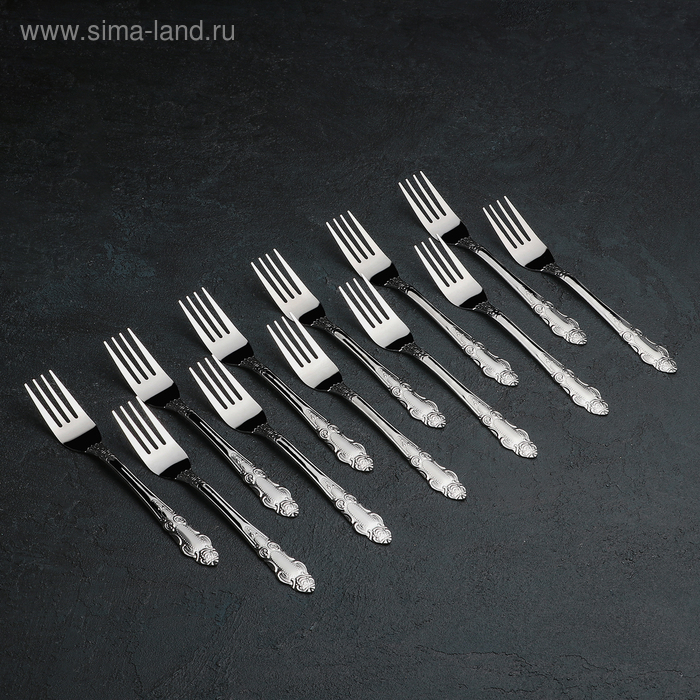 Набор вилок столовых &laquo;Русиано&raquo;, h=19 см, 12 шт, цвет серебряный