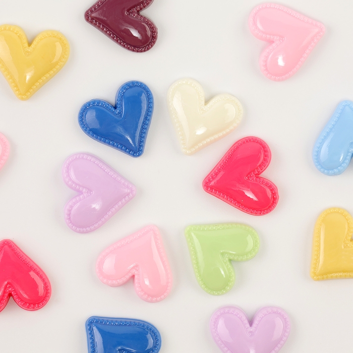 Кабошон &laquo;Сердце&raquo;, набор 50 шт., размер 1 шт. &mdash; 1,5 &times; 1,5 &times; 0,2 см, цвет МИКС