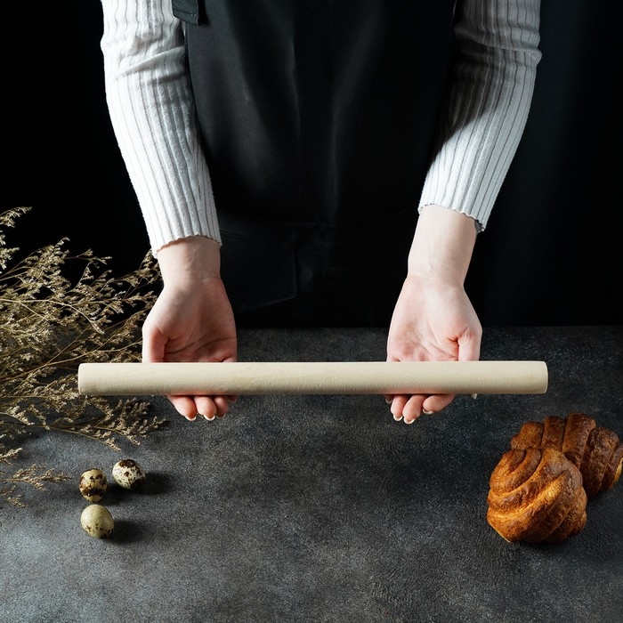 Скалка прямая Доляна, 40&times;3 см, берёза