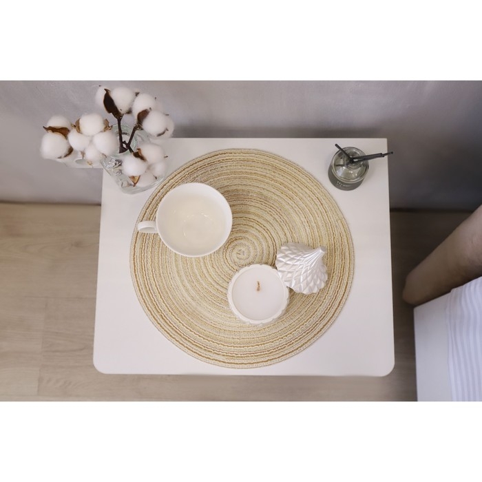 Салфетка сервировочная на стол Доляна &laquo;Дуо&raquo;, d=30 см, цвет бежевый