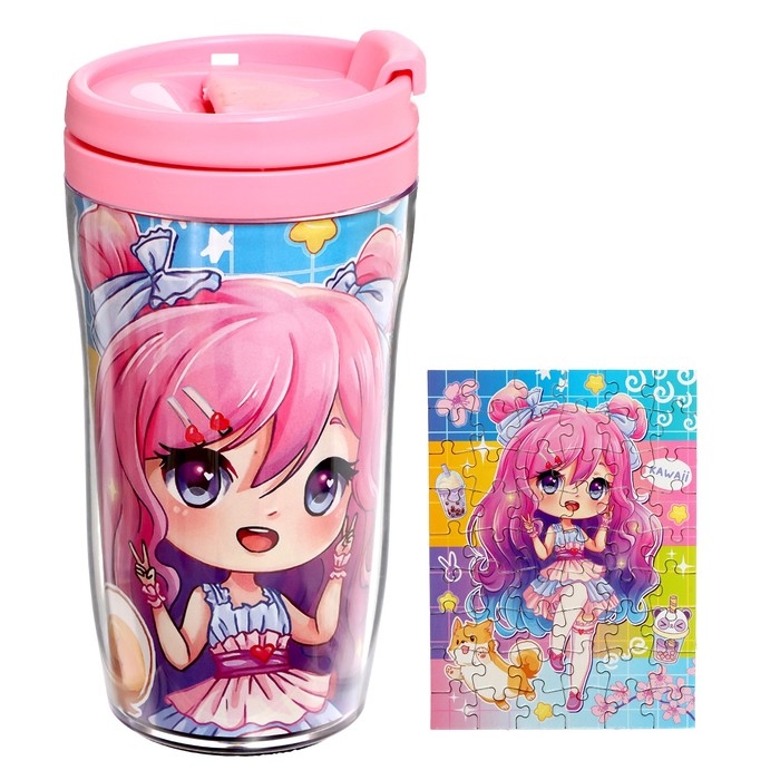 Термостакан с пазлом &laquo;Кавайная девчонка&raquo;, 54 элемента, 250 мл