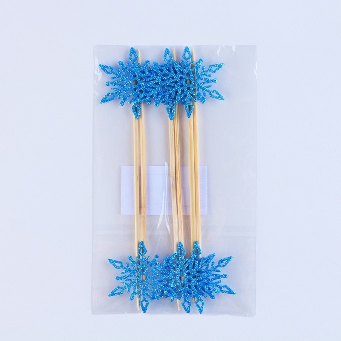 Новый год! Шпажки &laquo;Снежинка&raquo;, уголок, в наборе 6 штук, голубые